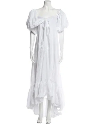 Pre-owned Caroline Constas Square Neckline Long Dress In White