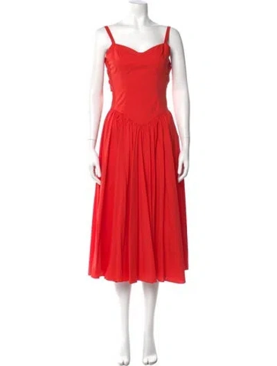 Pre-owned Caroline Constas Square Neckline Long Dress In White
