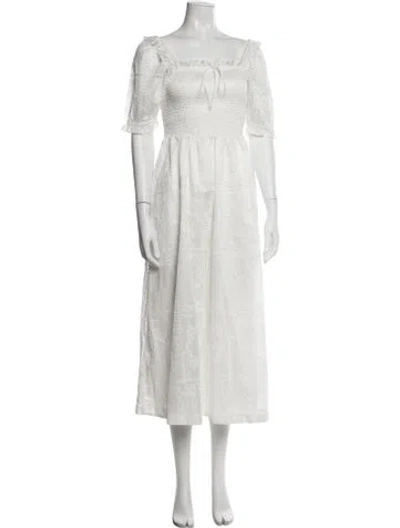 Pre-owned Caroline Constas Square Neckline Long Dress In White