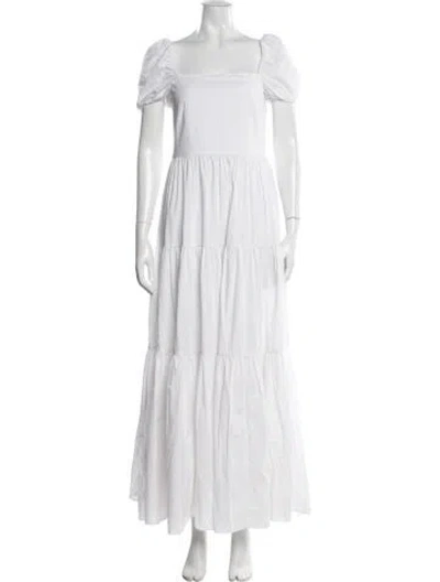 Pre-owned Caroline Constas Square Neckline Long Dress In White