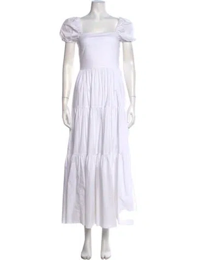Pre-owned Caroline Constas Square Neckline Long Dress In White