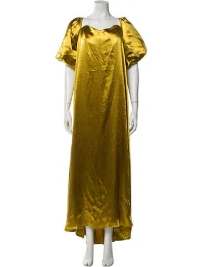 Pre-owned Caroline Constas Square Neckline Long Dress In Yellow