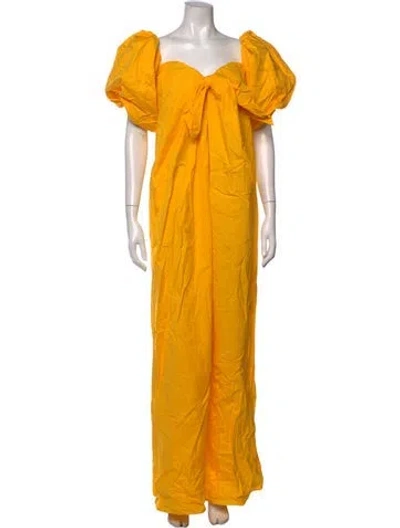 Pre-owned Caroline Constas Square Neckline Long Dress In Yellow