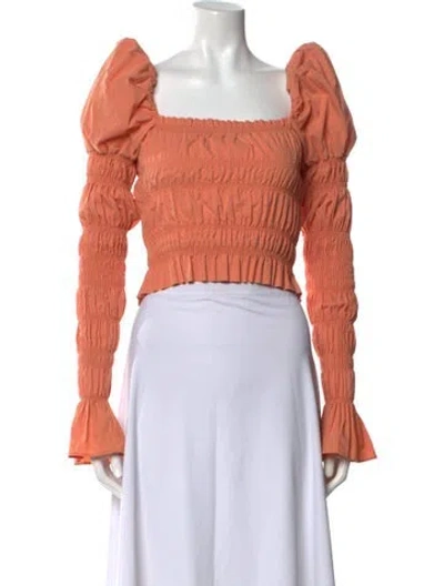 Pre-owned Caroline Constas Square Neckline Long Sleeve Crop Top In Orange