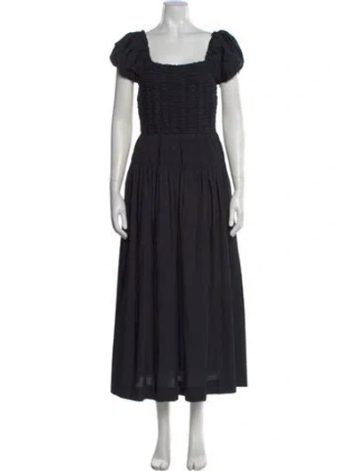 Pre-owned Caroline Constas Square Neckline Midi Length Dress In Black
