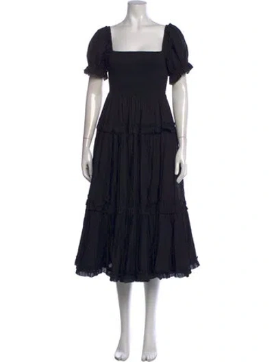 Pre-owned Caroline Constas Square Neckline Midi Length Dress In Black
