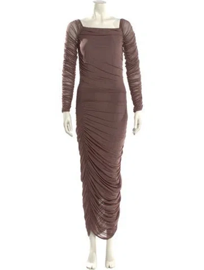 Pre-owned Caroline Constas Square Neckline Midi Length Dress In Brown