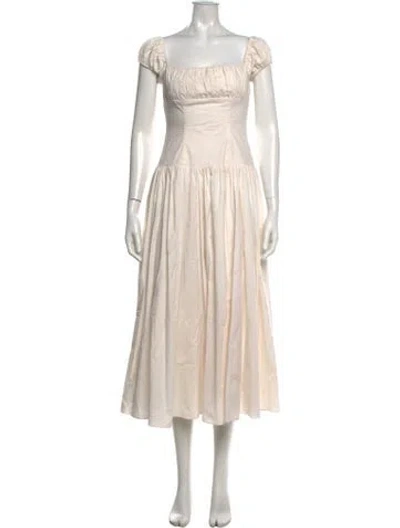 Pre-owned Caroline Constas Square Neckline Midi Length Dress In Neutral