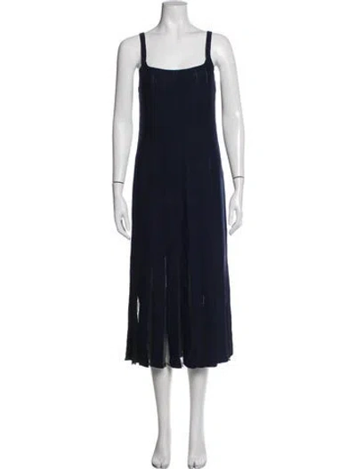 Pre-owned Caroline Constas Square Neckline Midi Length Dress W/ Tags In Blue