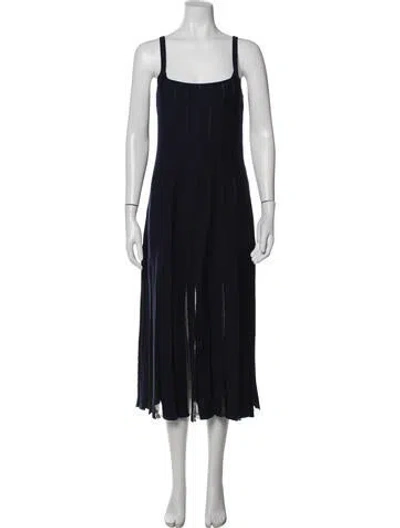 Pre-owned Caroline Constas Square Neckline Midi Length Dress W/ Tags In Blue