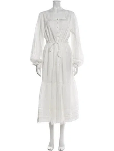 Pre-owned Caroline Constas Square Neckline Midi Length Dress W/ Tags In White