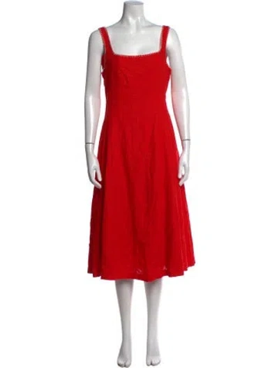 Pre-owned Caroline Constas Square Neckline Midi Length Dress W/ Tags In White