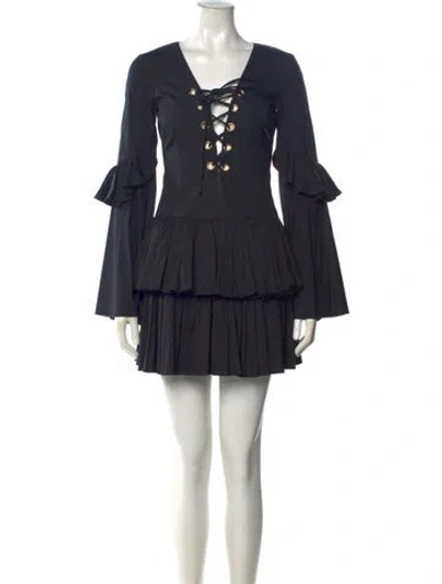 Pre-owned Caroline Constas Square Neckline Mini Dress In Black