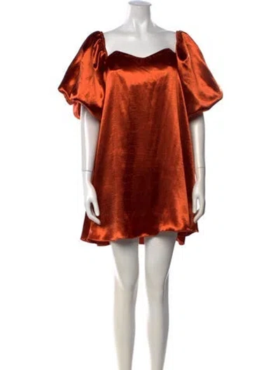 Pre-owned Caroline Constas Square Neckline Mini Dress W/ Tags In Orange