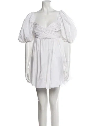 Pre-owned Caroline Constas Square Neckline Mini Dress In White