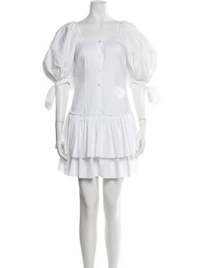 Pre-owned Caroline Constas Square Neckline Mini Dress In White