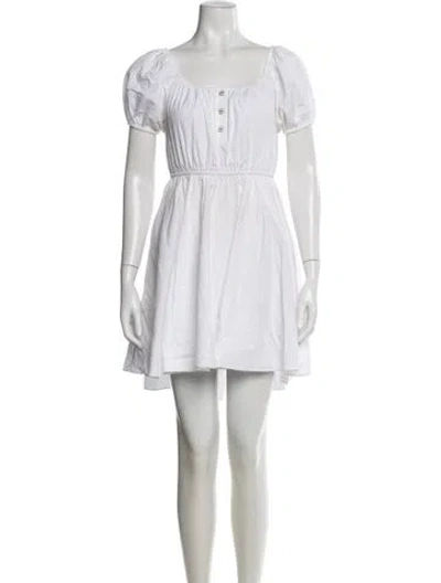 Pre-owned Caroline Constas Square Neckline Mini Dress In White