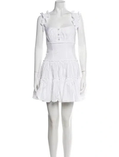 Pre-owned Caroline Constas Square Neckline Mini Dress In White
