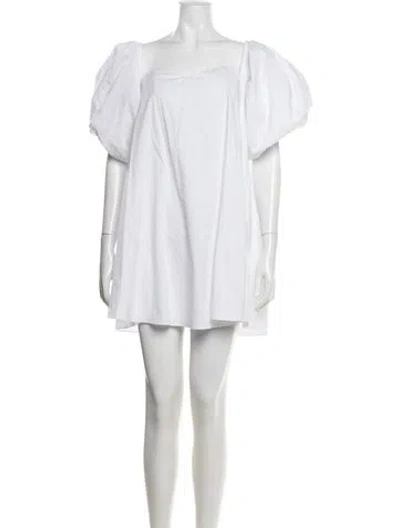 Pre-owned Caroline Constas Square Neckline Mini Dress In White