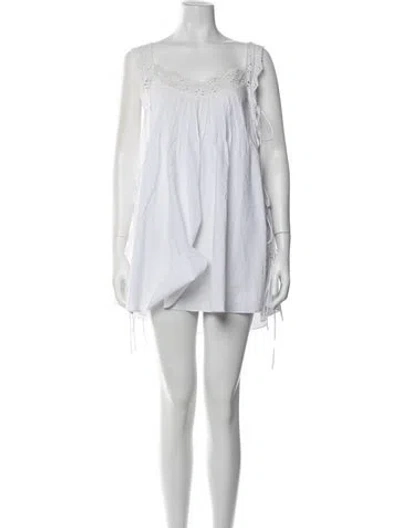 Pre-owned Caroline Constas Square Neckline Mini Dress In White