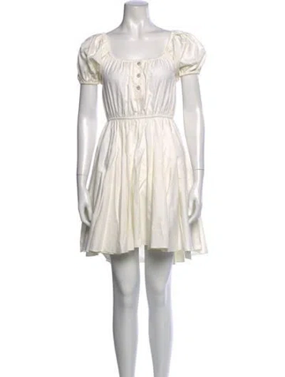 Pre-owned Caroline Constas Square Neckline Mini Dress In White