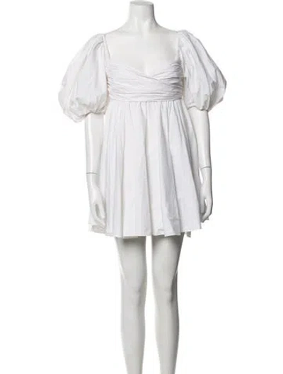 Pre-owned Caroline Constas Square Neckline Mini Dress In White