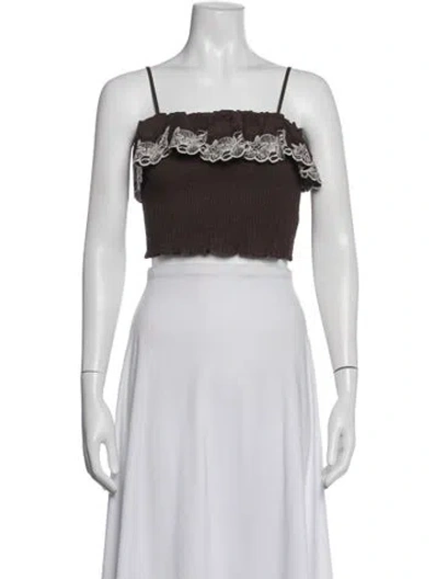 Pre-owned Caroline Constas Square Neckline Sleeveless Crop Top W/ Tags In Brown