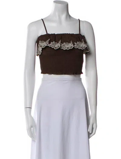 Pre-owned Caroline Constas Square Neckline Sleeveless Crop Top W/ Tags In White