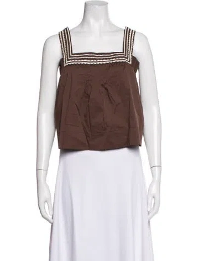 Pre-owned Caroline Constas Square Neckline Sleeveless Top W/ Tags In Brown
