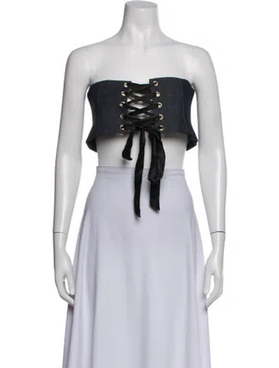 Pre-owned Caroline Constas Strapless Crop Top In White