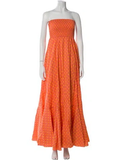 Pre-owned Caroline Constas Strapless Long Dress In Orange