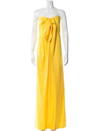 Pre-owned Caroline Constas Strapless Long Dress In Yellow