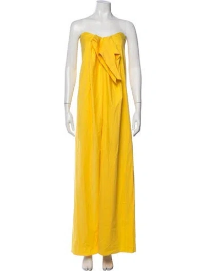 Pre-owned Caroline Constas Strapless Long Dress In Yellow