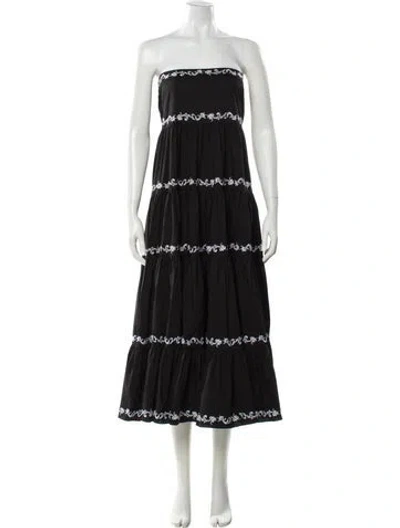 Pre-owned Caroline Constas Strapless Midi Length Dress In Black