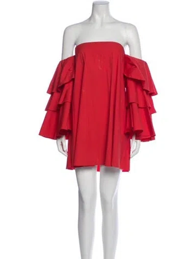 Pre-owned Caroline Constas Strapless Mini Dress In Red