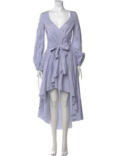 Pre-owned Caroline Constas Striped Long Dress In Blue