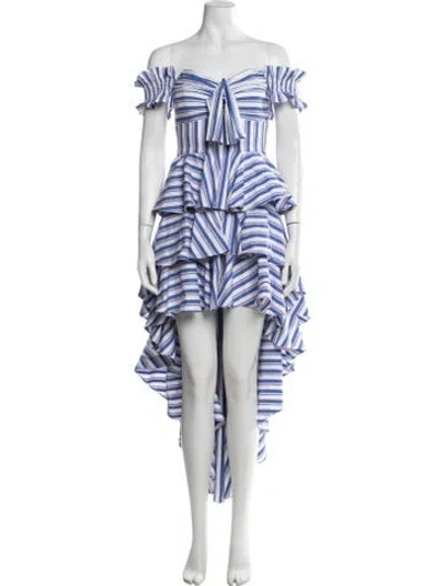 Pre-owned Caroline Constas Striped Long Dress In Blue