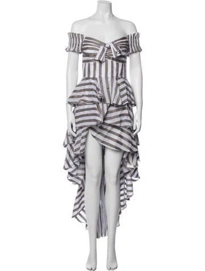 Pre-owned Caroline Constas Striped Long Dress In Gold/white