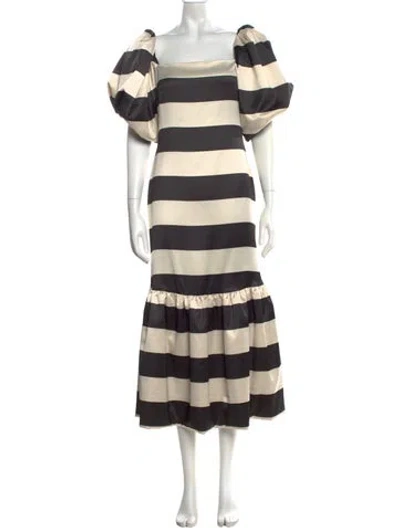 Pre-owned Caroline Constas Striped Long Dress In Neutrals