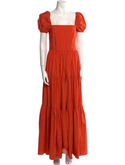 Pre-owned Caroline Constas Striped Long Dress In Orange