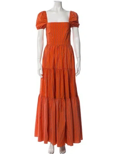 Pre-owned Caroline Constas Striped Long Dress In Orange