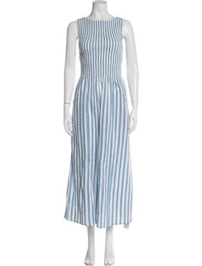 Pre-owned Caroline Constas Striped Long Dress W/ Tags In Blue