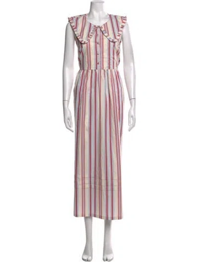 Pre-owned Caroline Constas Striped Long Dress W/ Tags In Multi