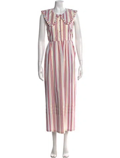 Pre-owned Caroline Constas Striped Long Dress W/ Tags In Multi