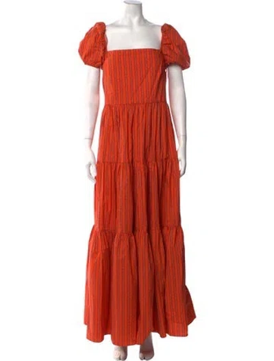 Pre-owned Caroline Constas Striped Long Dress W/ Tags In Orange