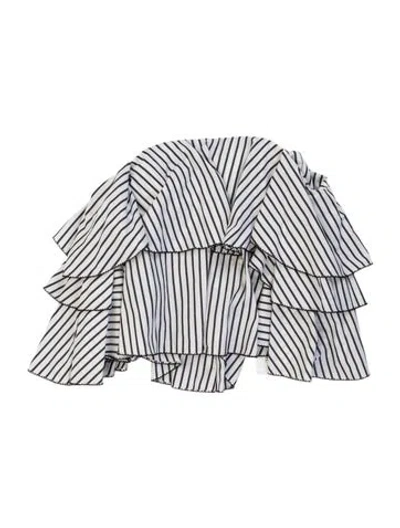 Pre-owned Caroline Constas Striped Long Sleeve Blouse In Multicolor