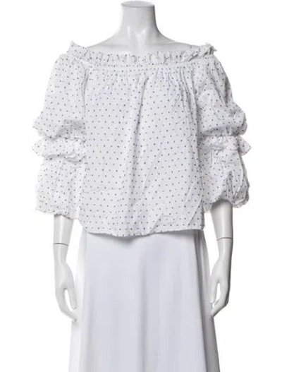 Pre-owned Caroline Constas Striped Long Sleeve Button-up Top In Blue/white