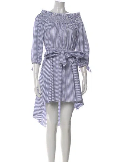 Pre-owned Caroline Constas Striped Midi Length Dress In Blue