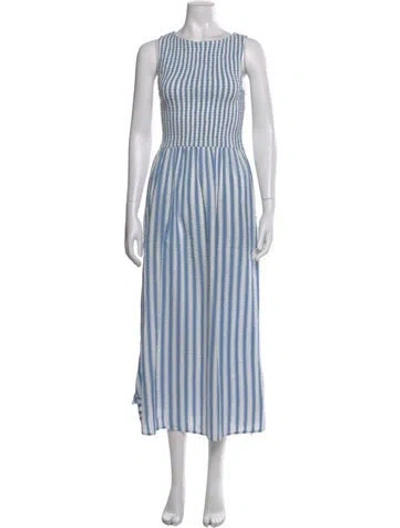 Pre-owned Caroline Constas Striped Midi Length Dress In Blue