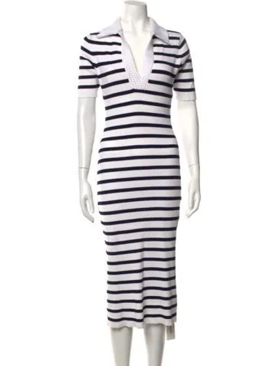 Pre-owned Caroline Constas Striped Midi Length Dress In Blue/white